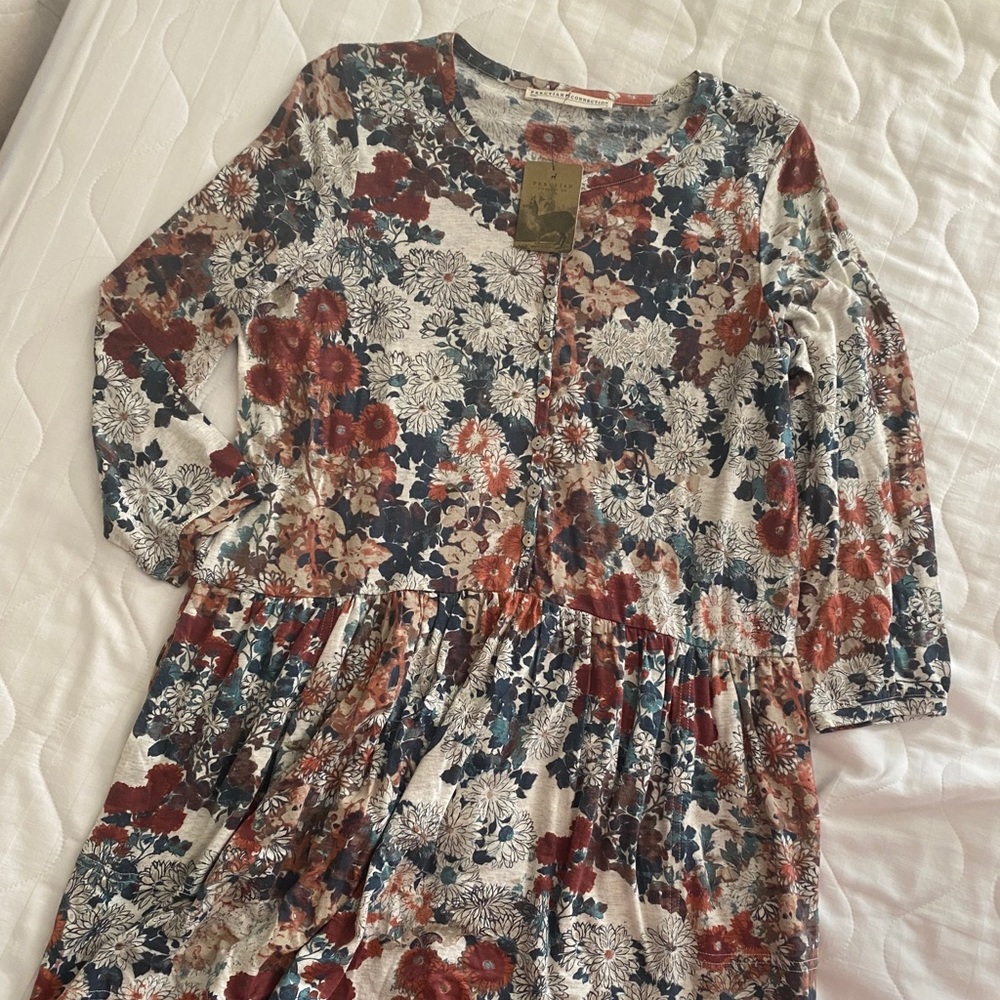 Autumn Meadow Tunic, floral mid length